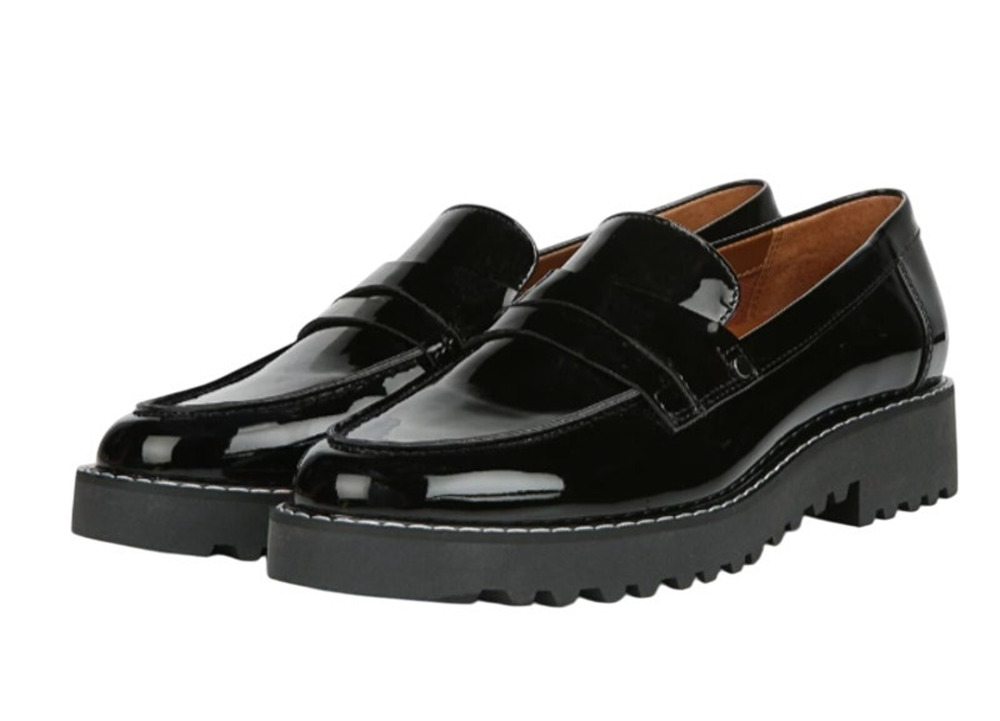 Franco Sarto Womens Cassandra Loafers Size 8 M Black Vegan Patent Leather NIB